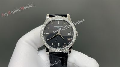TW Factory Patek Philippe Calatrava 9015 Movement 38mm Diamond Bezel Watch